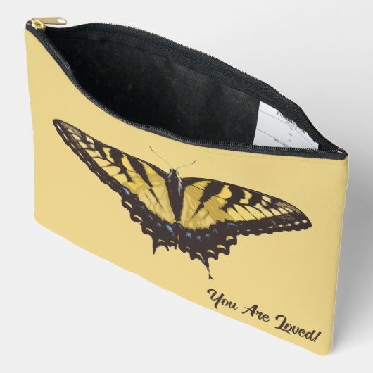 gele vlinder en Initiaal accessoire tas (Open)