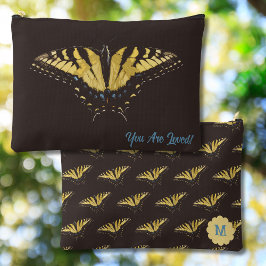 Gele Vlinder en Initiaal op Accessoirezak Etui