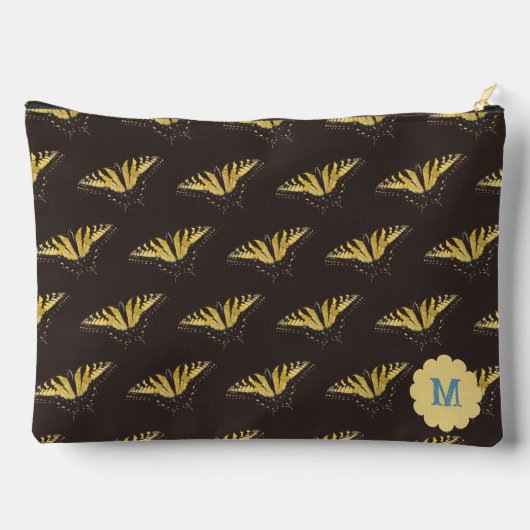 Gele Vlinder en Initiaal op Accessoirezak Etui (Achterkant)