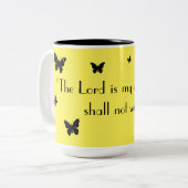 Gele Vlinder Gelovige Mok (Voorkant links)