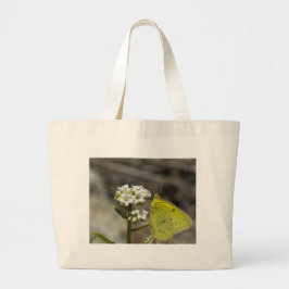 Gele vlinder grote tote bag