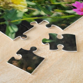 Gele vlinder in de Zinnia tuin Legpuzzel (Zijkant)