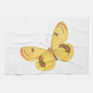 Gele vlinder -  keukenhanddoek met fijne kunsten