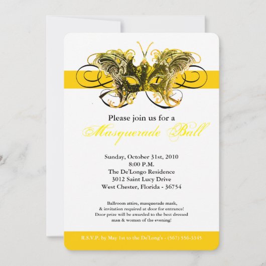 Gele vlinder Masker Masker Kostuum Halloween Kaart (Voorkant)