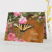 Gele vlinder met bloemen kaart (Gele Bloem)