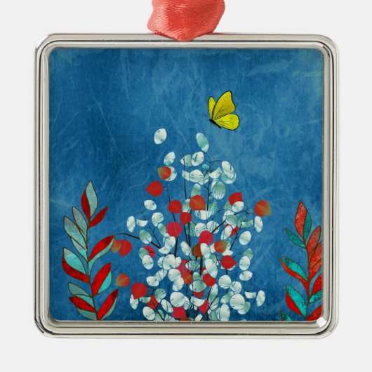Gele vlinder metalen ornament (Voorkant)