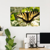 Gele vlinder op lila afdruk poster (Thuiskantoor)