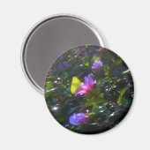 Gele vlinder op roze roze roze van Sharon Magneet (Voorkant / Achterkant)