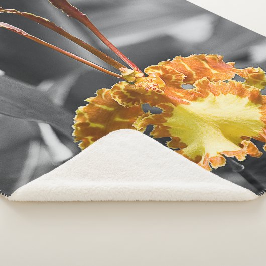 Gele vlinder orchidee bloem sherpa deken (3/4)