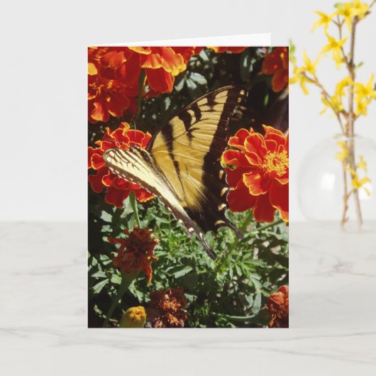 "Gele Vlinder" Pasen kaart (Gele Bloem)