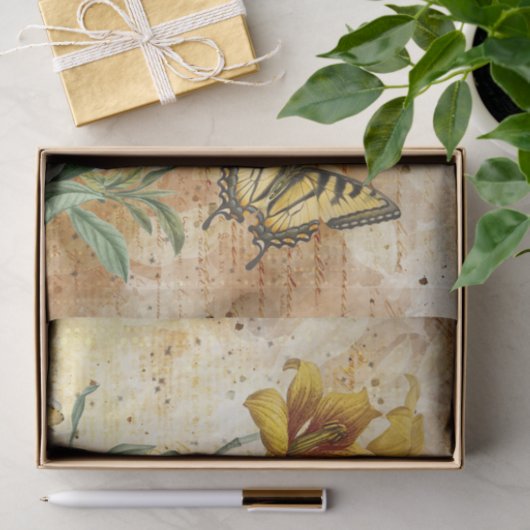  gele vlinder tissuepapier (Geschenk)