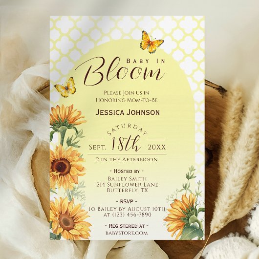 Gele Vlinder Tuin Baby Shower Kaart