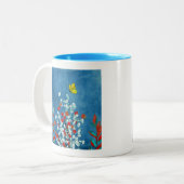 Gele Vlinder Tweekleurige Koffiemok (Voorkant links)