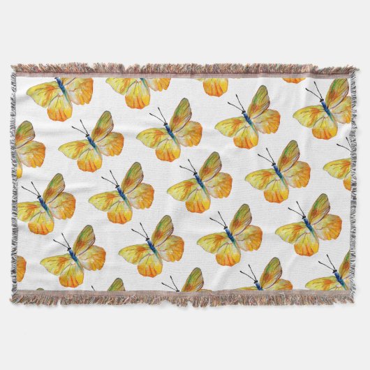 Gele Vlinder Waterverf Gooi Deken (Voorkant)