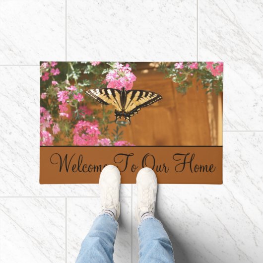 Gele vlinder welkom deurmat (Binnen)