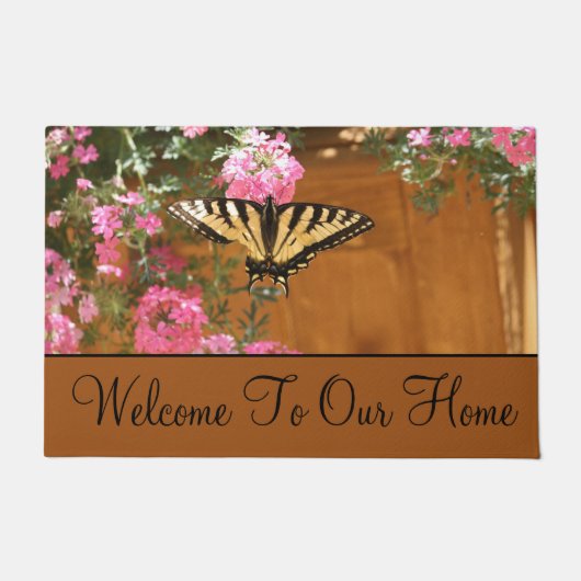 Gele vlinder welkom deurmat (Voorkant)