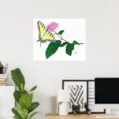 Gele Vlinderaar op Bloem Poster (Thuiskantoor)