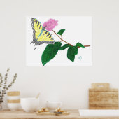 Gele Vlinderaar op Bloem Poster (Keuken)