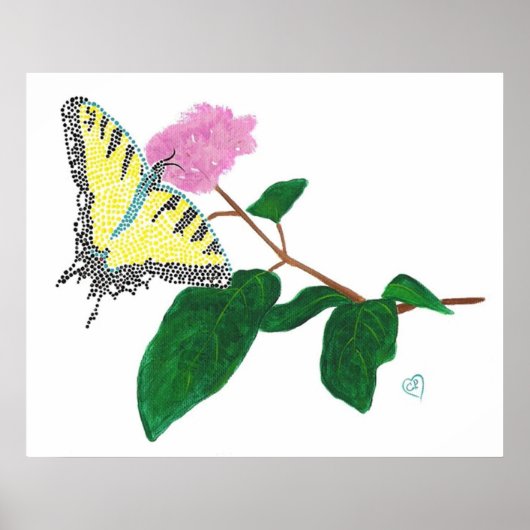 Gele Vlinderaar op Bloem Poster (Voorkant)