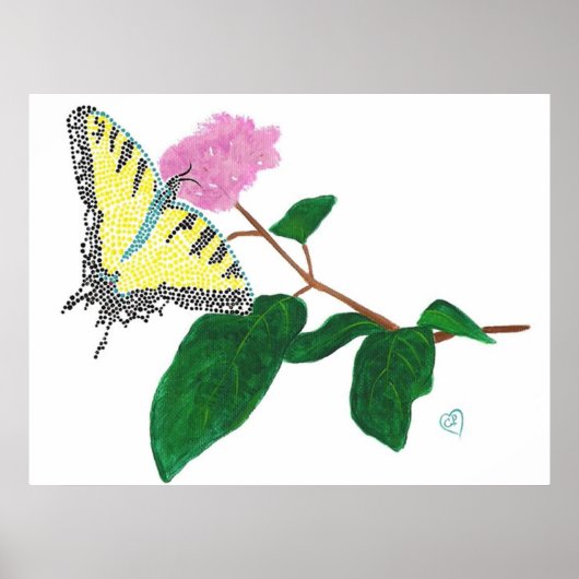 Gele Vlinderaar op Bloem Poster (Voorkant)