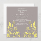 Gele vlinderbloemigen Baby shower uitnodigen Kaart (Voorkant / Achterkant)