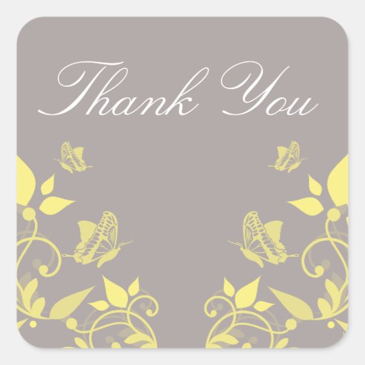 Gele vlinderbloemigen Dank u Stickers (Voorkant)