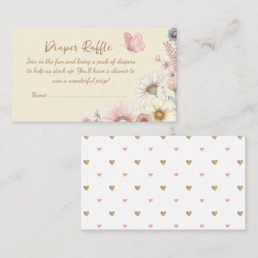 Gele vlinderluier Raffle Enclosure Kaart (Voorkant / Achterkant)