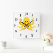 Gele vlinderoctopi vierkante klok (Huis)