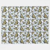 Gele Vlinders Blauwe Lucht Grote Fleece Deken (Voorkant (Horizontaal))