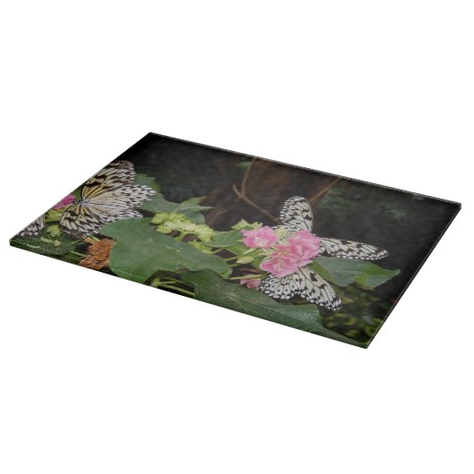 Gele vlinders en roze bloemen snijplank (Hoek)