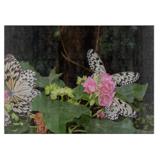 Gele vlinders en roze bloemen snijplank (Voorkant)