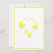 Gele Vlinders Hart bruiloft receptie Kaart (Achterkant)