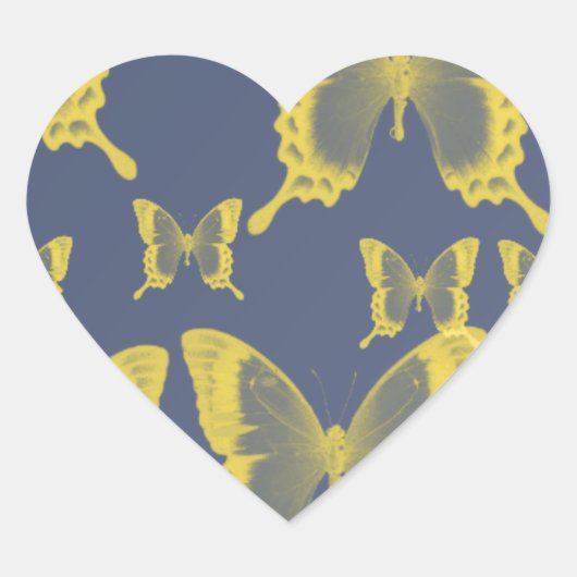 gele vlinders in geel hart sticker (Voorkant)