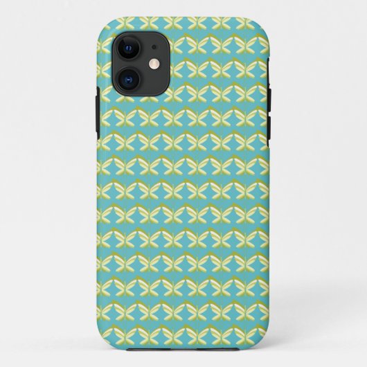 Gele vlinders op blauw Case-Mate iPhone case (Achterkant)