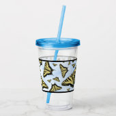 Gele Vlinders op Blauwe Lucht Acryl Drinkbeker (Achterkant)