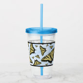 Gele Vlinders op Blauwe Lucht Acryl Drinkbeker (Voorkant)