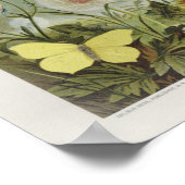 Gele vlinders op bloemen  Kunst afdrukken Poster (Hoek)
