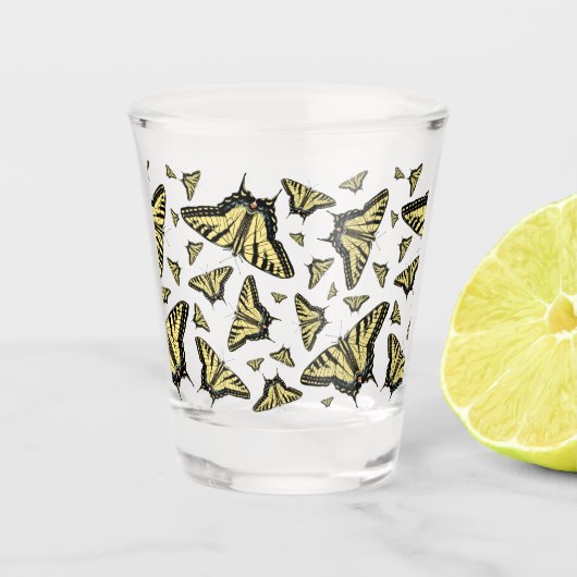 Gele Vlindersvlinders Aanpasbaar Shot Glas (Voorkant)