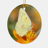 Gele vlinderversiering keramisch ornament (Links)