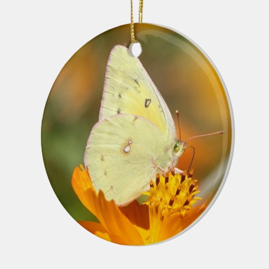 Gele vlinderversiering keramisch ornament (Links)