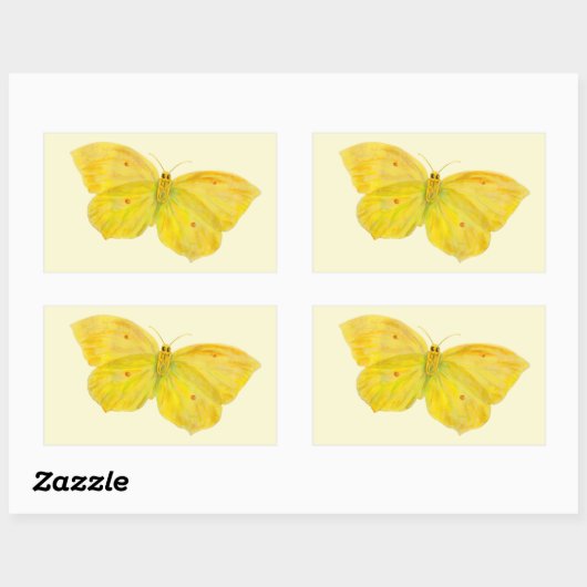 Gele vlindervliegende brimstone rechthoekige sticker (Vel)