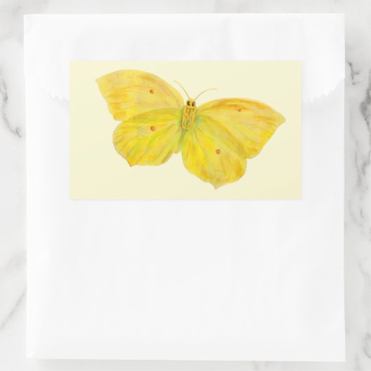 Gele vlindervliegende brimstone rechthoekige sticker (Tas)