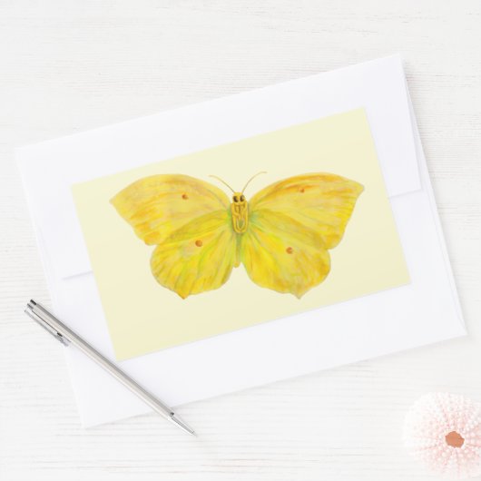 Gele vlindervliegende brimstone rechthoekige sticker (Envelop)
