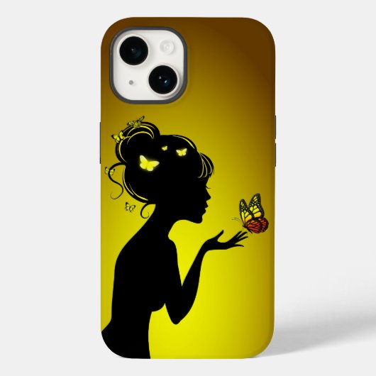 Gele vlindervrouw Case-Mate iPhone case (Achterkant)