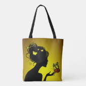 Gele vlindervrouw tote bag (Achterkant)