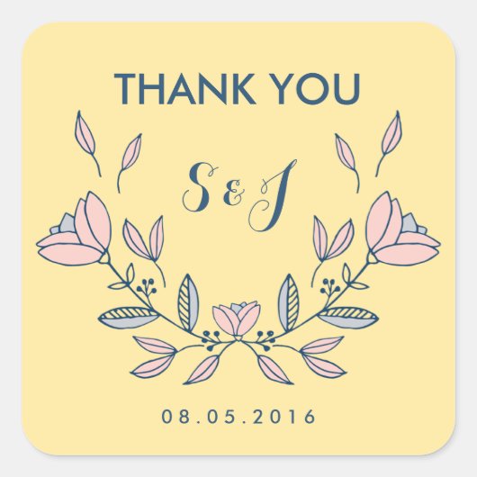 Gele  Vloerweddenschap Dank je Sticker (Voorkant)