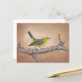 Gele vogel briefkaart