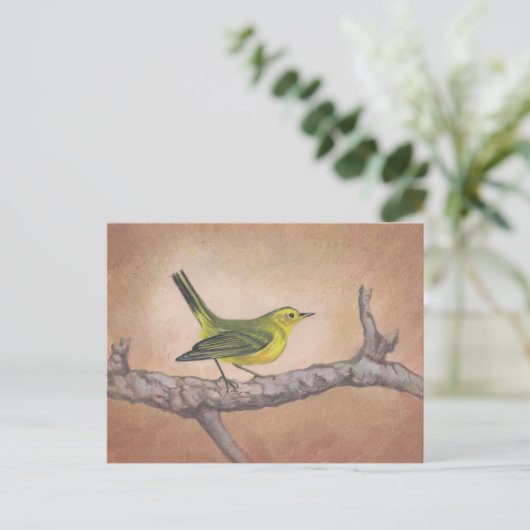 Gele vogel briefkaart (Staand voorkant)
