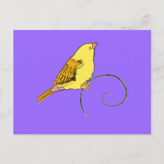 Gele vogel briefkaart