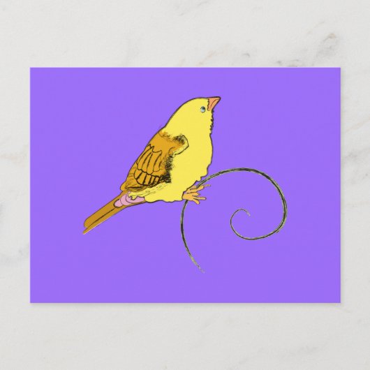 Gele vogel briefkaart (Voorkant)